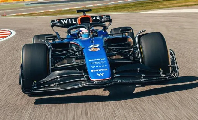 FW46 on track in Bahrain The Williams F1 2024 car