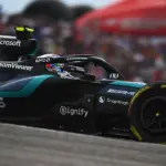 Kimi Antonelli driving his Mercedes W17 Formula 1 car during the 2026 United States Grand Prix race at the Circuit of the Americas in Austin.
