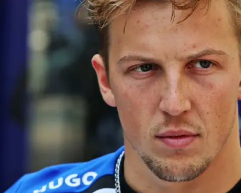 Close-up portrait of Racing Bulls driver Liam Lawson during Thursday's media activities ahead of the 2026 Mexico City Formula 1 Grand Prix.