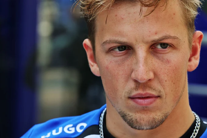 Close-up portrait of Racing Bulls driver Liam Lawson during Thursday's media activities ahead of the 2026 Mexico City Formula 1 Grand Prix.