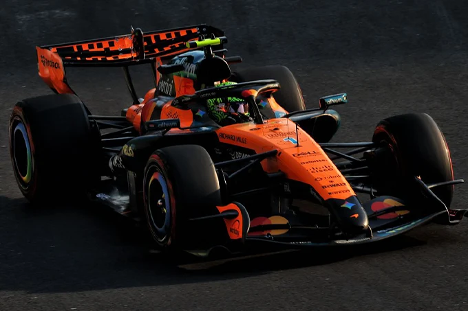 Lando Norris driving his McLaren MCL40 during Friday's FP2 session at the 2026 Mexico City Grand Prix.